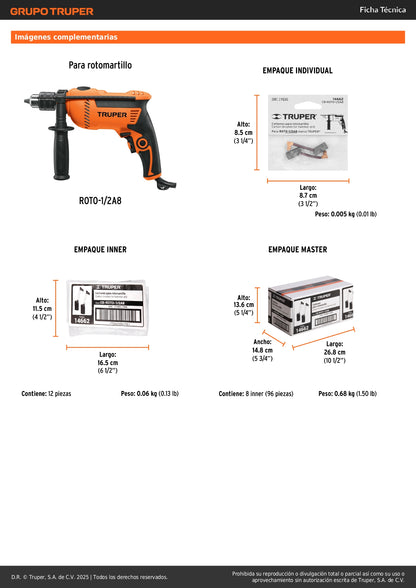 Bolsa con 2 carbones de repuesto para ROTO-1/2A8, TRUPER