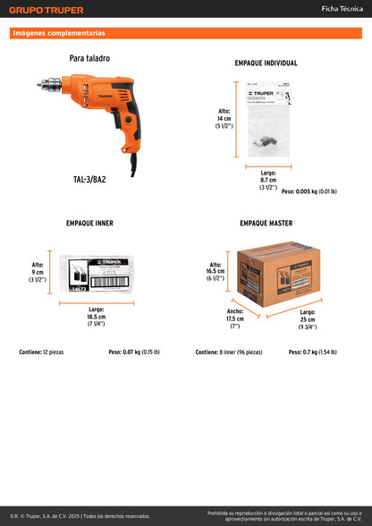 Bolsa con 2 carbones de repuesto para TAL-3/8A2, TRUPER