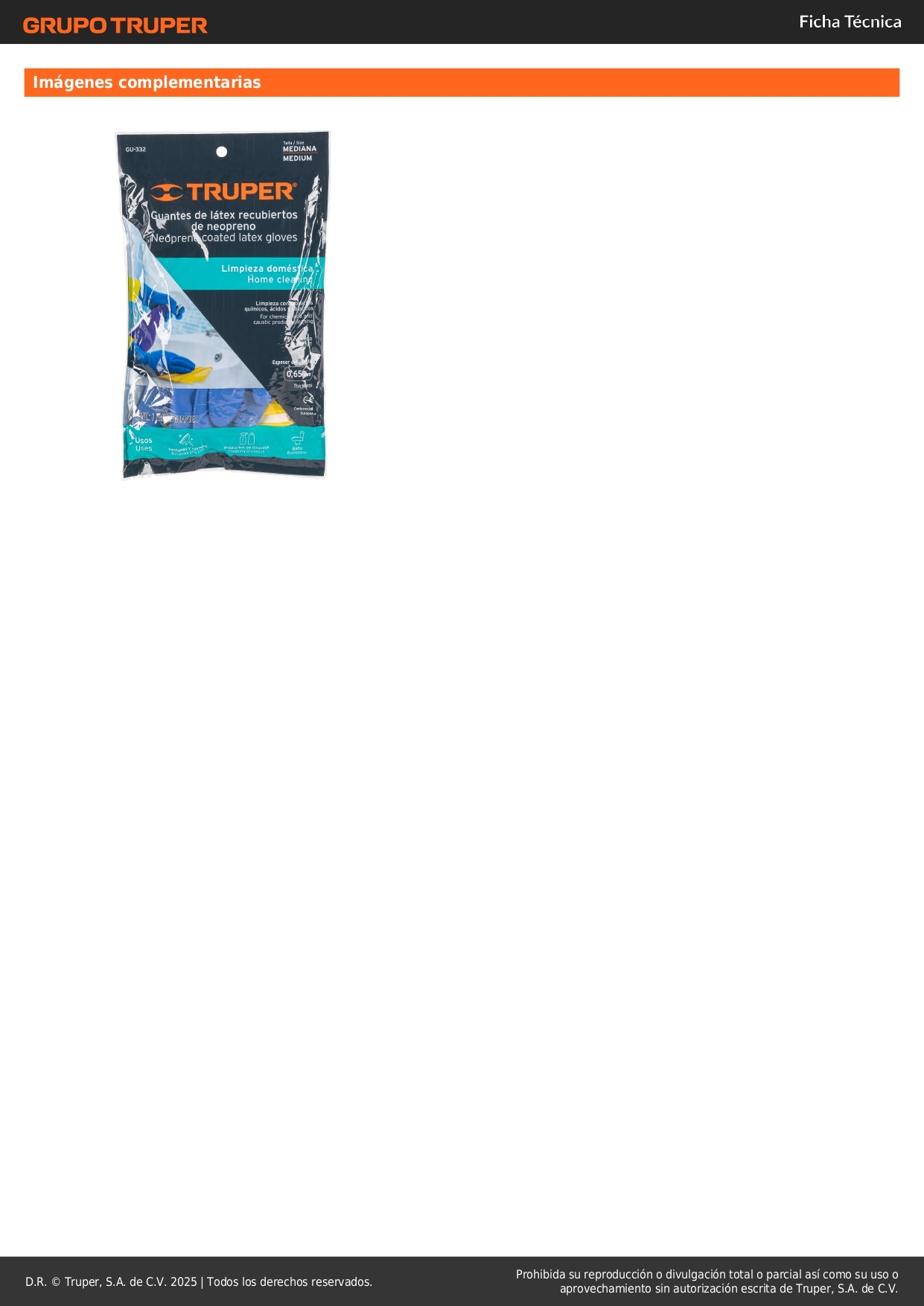 Guantes de Látex Reforzados TRUPER GU-332 - Protección Química Antiderrapante para Limpieza Industrial Talla M