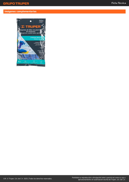 Guantes de Látex Reforzados TRUPER GU-333 - Protección Química Antiderrapante para Limpieza Industrial con Ácidos y Cáusticos