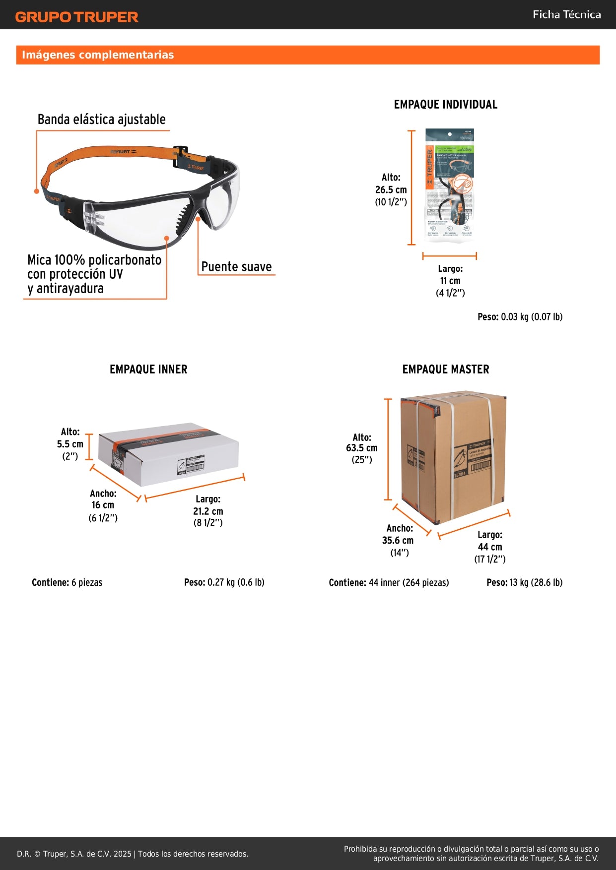 Lentes de Seguridad Transparentes con Banda Elástica TRUPER Active - Protección UV Antiempañante para Industria, Construcción y Deportes - LEDE-ST-R