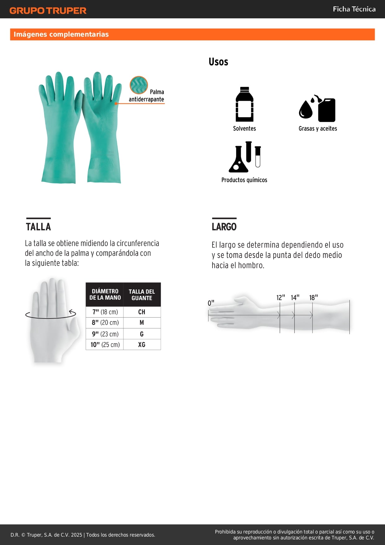 Guantes de Nitrilo Verde TRUPER GU-822 Talla M - Resistentes a Químicos, Aceites y Solventes - Protección Profesional Antiderrapante para Manejo de Líquidos Industriales