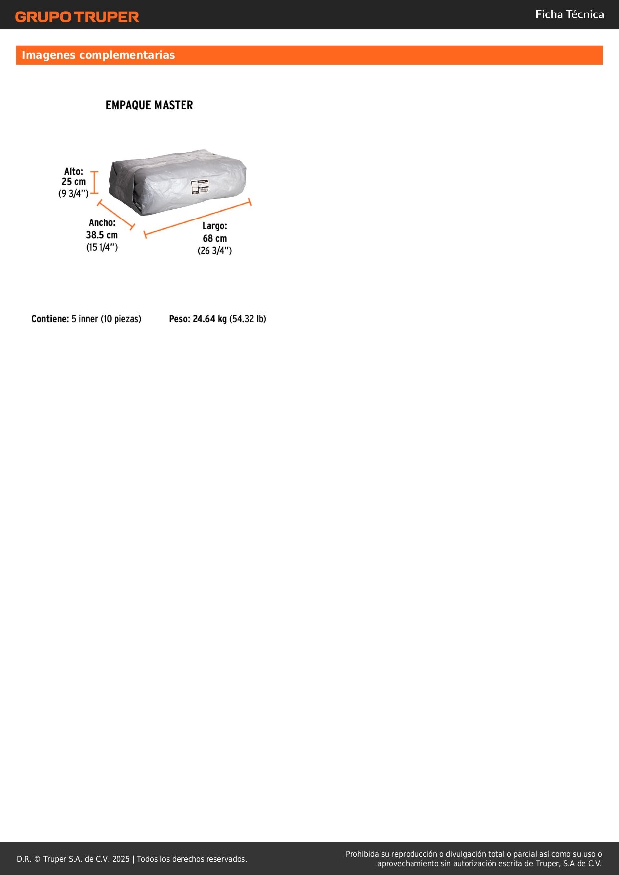 Lona Polietileno Reforzada 3x4m TRUPER LT-34 - Protección UV Resistente Rasgaduras Gris 180g/m2 Ojillos Aluminio