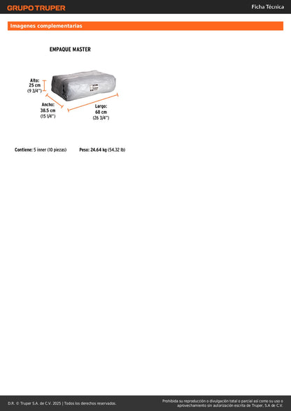 Lona Polietileno Reforzada 3x4m TRUPER LT-34 - Protección UV Resistente Rasgaduras Gris 180g/m2 Ojillos Aluminio