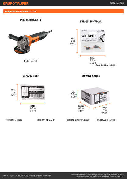 Bolsa con 2 carbones de repuesto para ERGO-4580, TRUPER