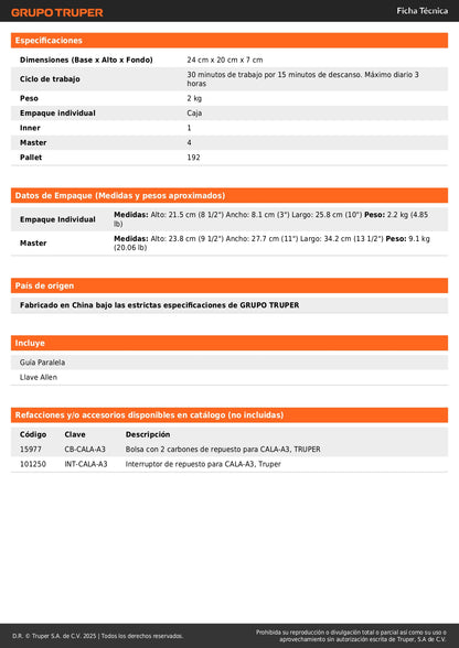 Sierra Caladora Profesional TRUPER PRO 550W Variable - Cortes Precisos Madera Metal - CALA-A3