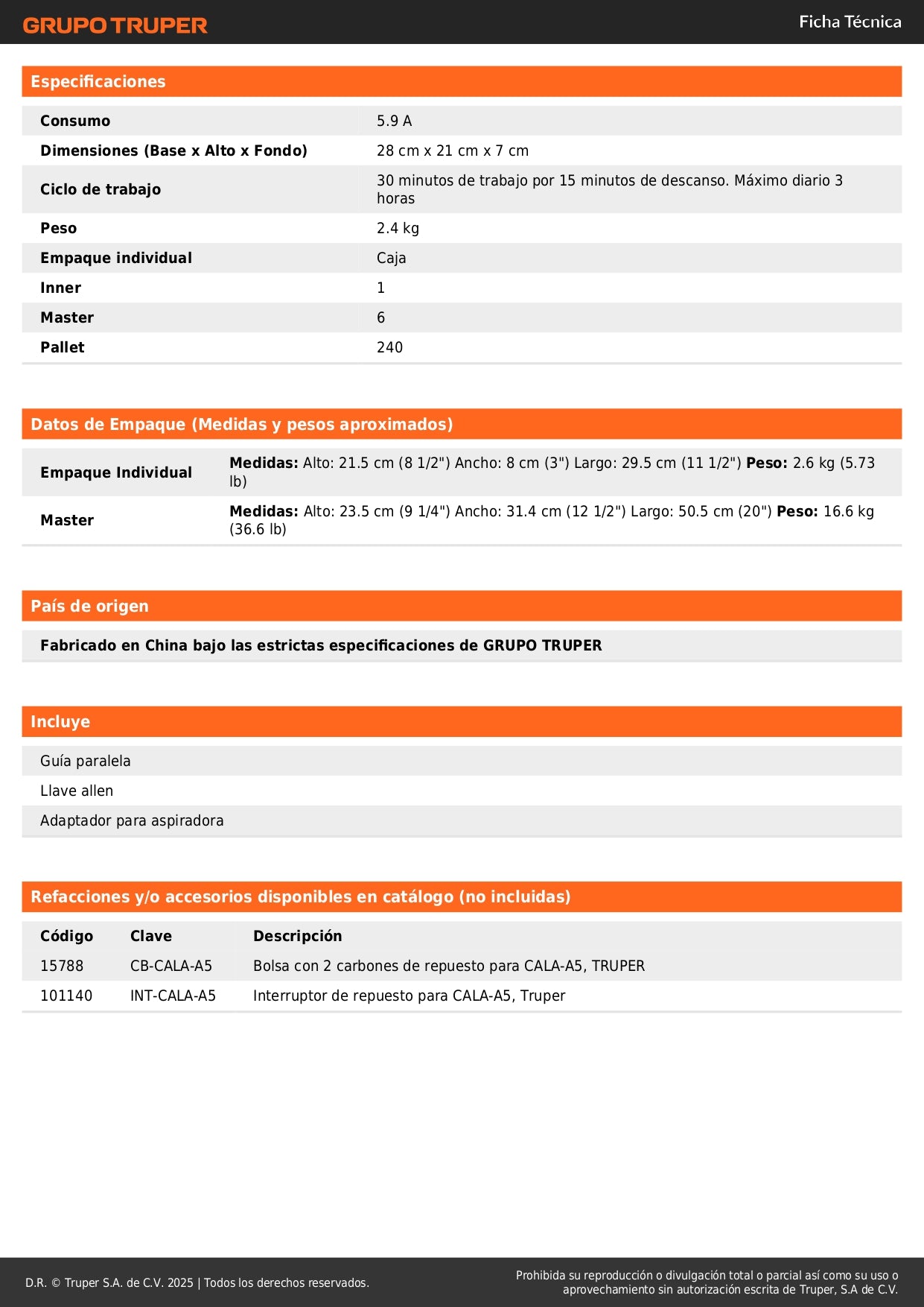 Sierra Caladora TRUPER PRO 750W Velocidad Variable - Cortes Precisos Madera Metal Plástico - Motor 5.9A Base Aluminio Sistema Pendular