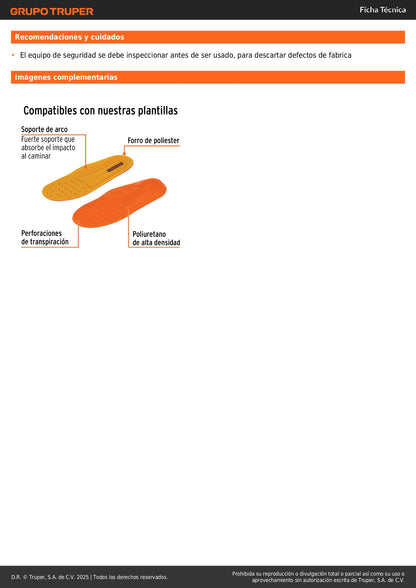 Bota de Seguridad Dieléctrica Truper ZC-430C #30 Café - Antifatiga con Puntera de Protección, Resistente a Aceites y Solventes - Solución Profesional contra Riesgos Eléctricos y Fatiga Laboral