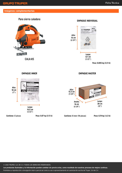 Bolsa con 2 carbones de repuesto para CALA-A5, TRUPER