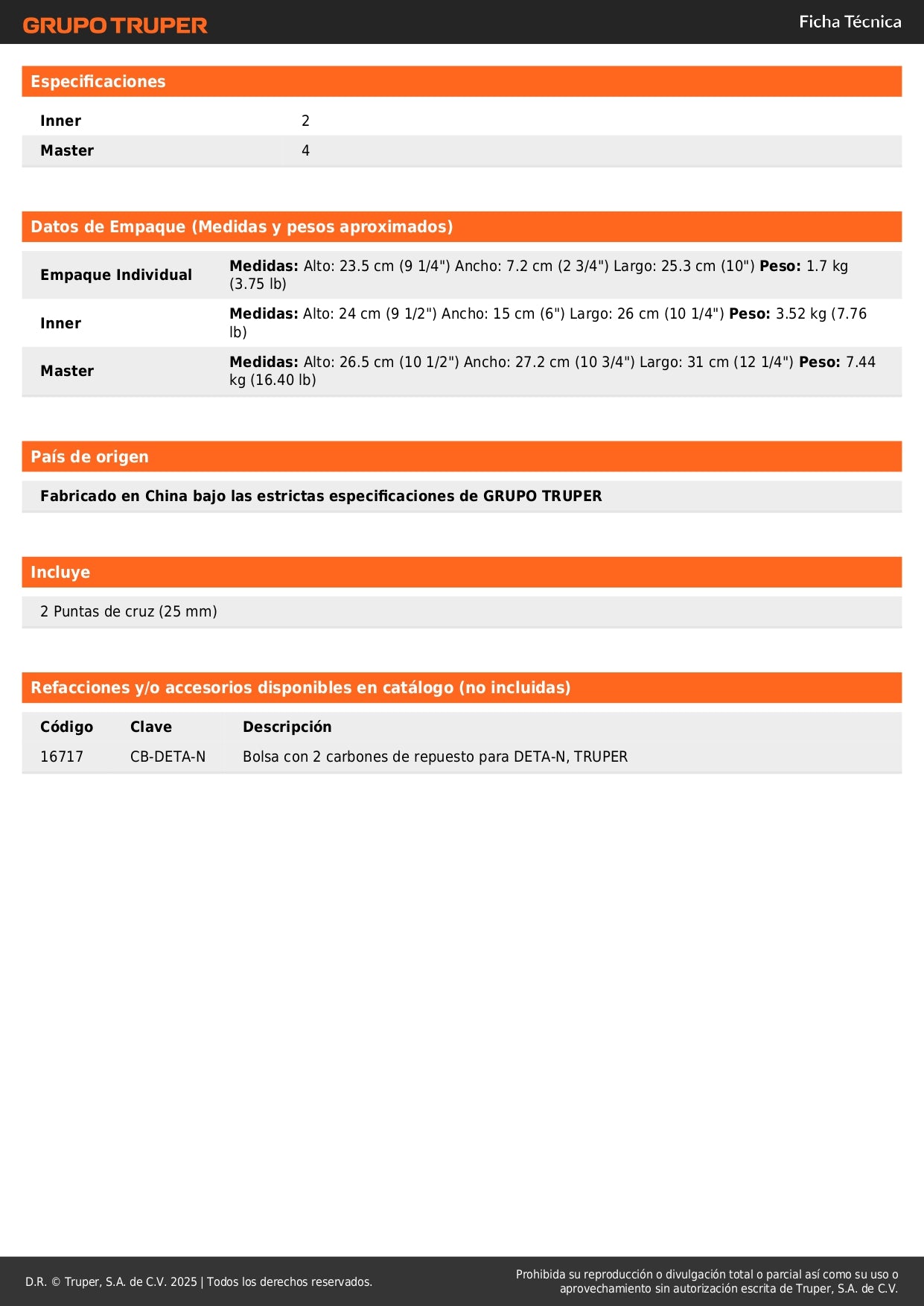 Destornillador para panel de yeso 540W, TRUPER INDUSTRIAL