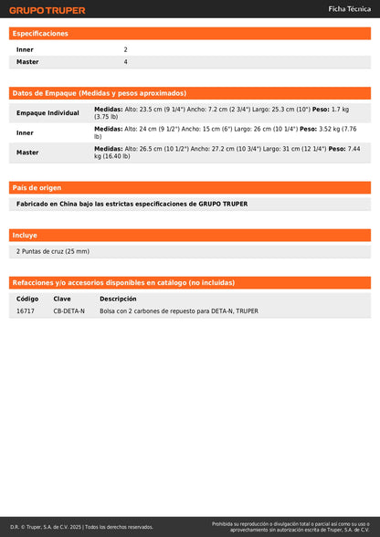Destornillador para panel de yeso 540W, TRUPER INDUSTRIAL