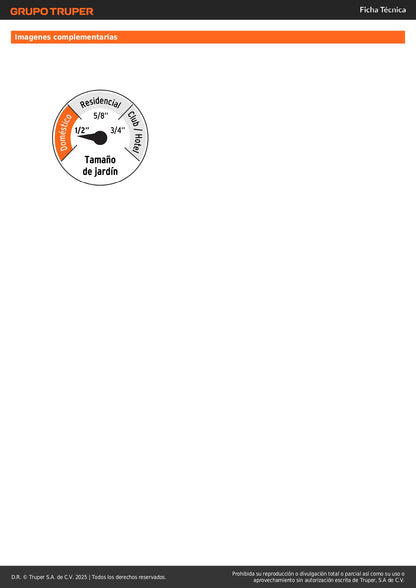 Manguera Reforzada 1/2" x 25m Truper MAN-25X1/2R - 3 Capas con Conexiones Metálicas Anti-Deformación para Riego Doméstico
