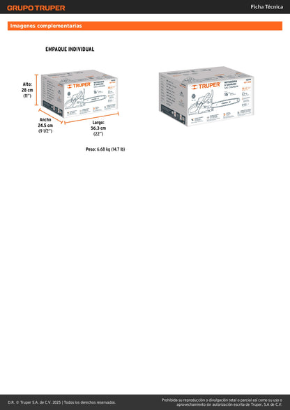 Motosierra Truper 38cc Gasolina 16" - Motor 2.3HP Arranque Fácil - Corte Profesional Árboles y Ramas - Sistema Antiretroceso Safe-T-Tip - MOT-3816