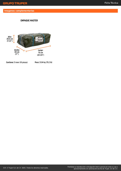 Lona Impermeable Uso Rudo 3x4m Verde Olivo TRUPER EXPERT - Protección UV Reforzada para Construcción y Exteriores