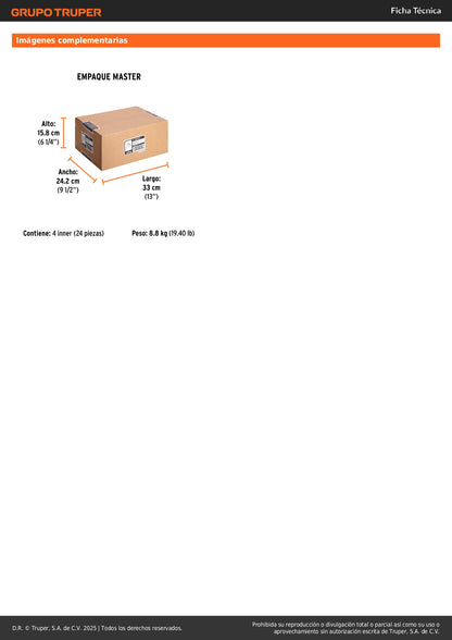 Broquero 1/2" con llave, cuerpo moleteado, TRUPER