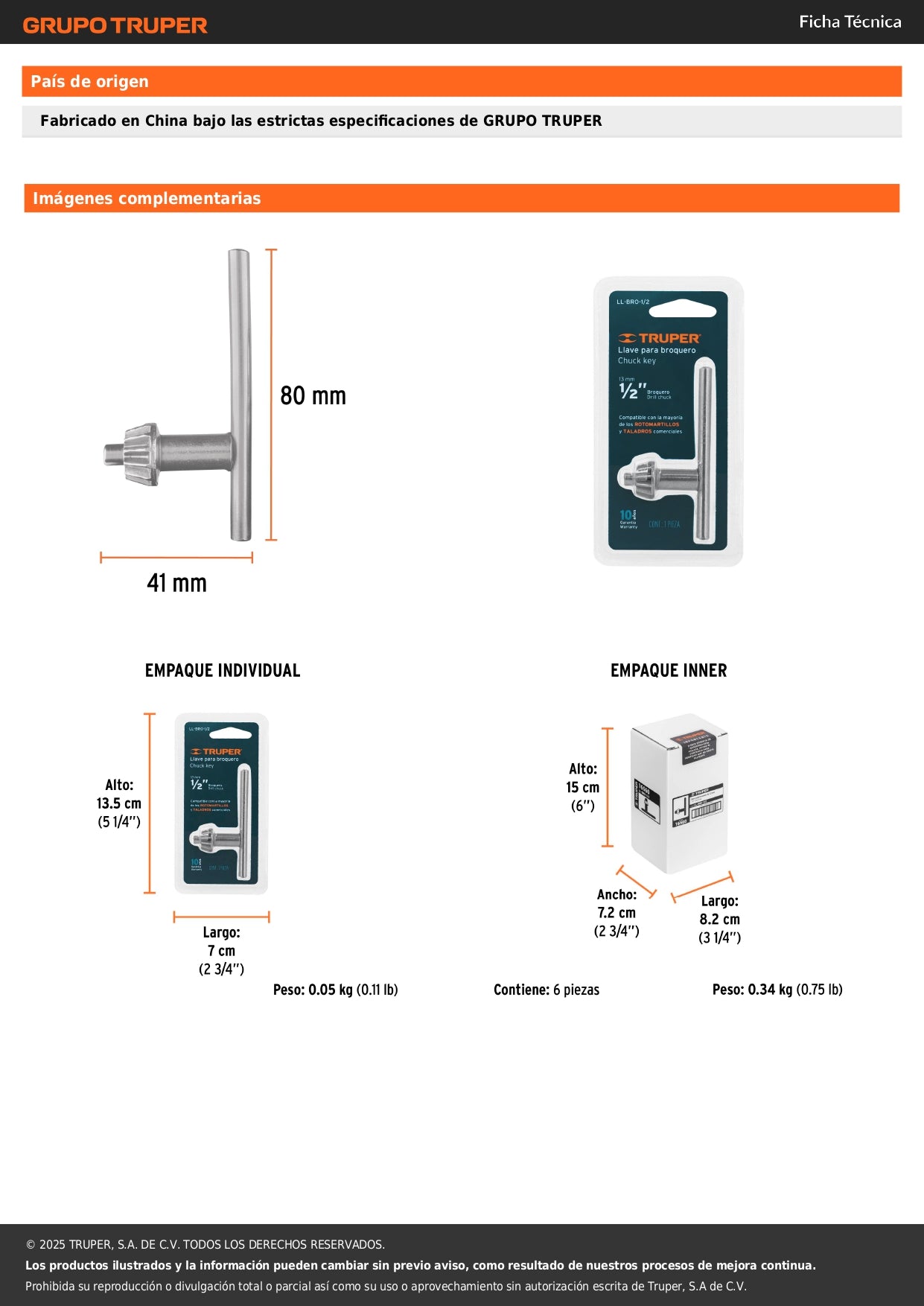 Llave para broquero de 1/2", TRUPER