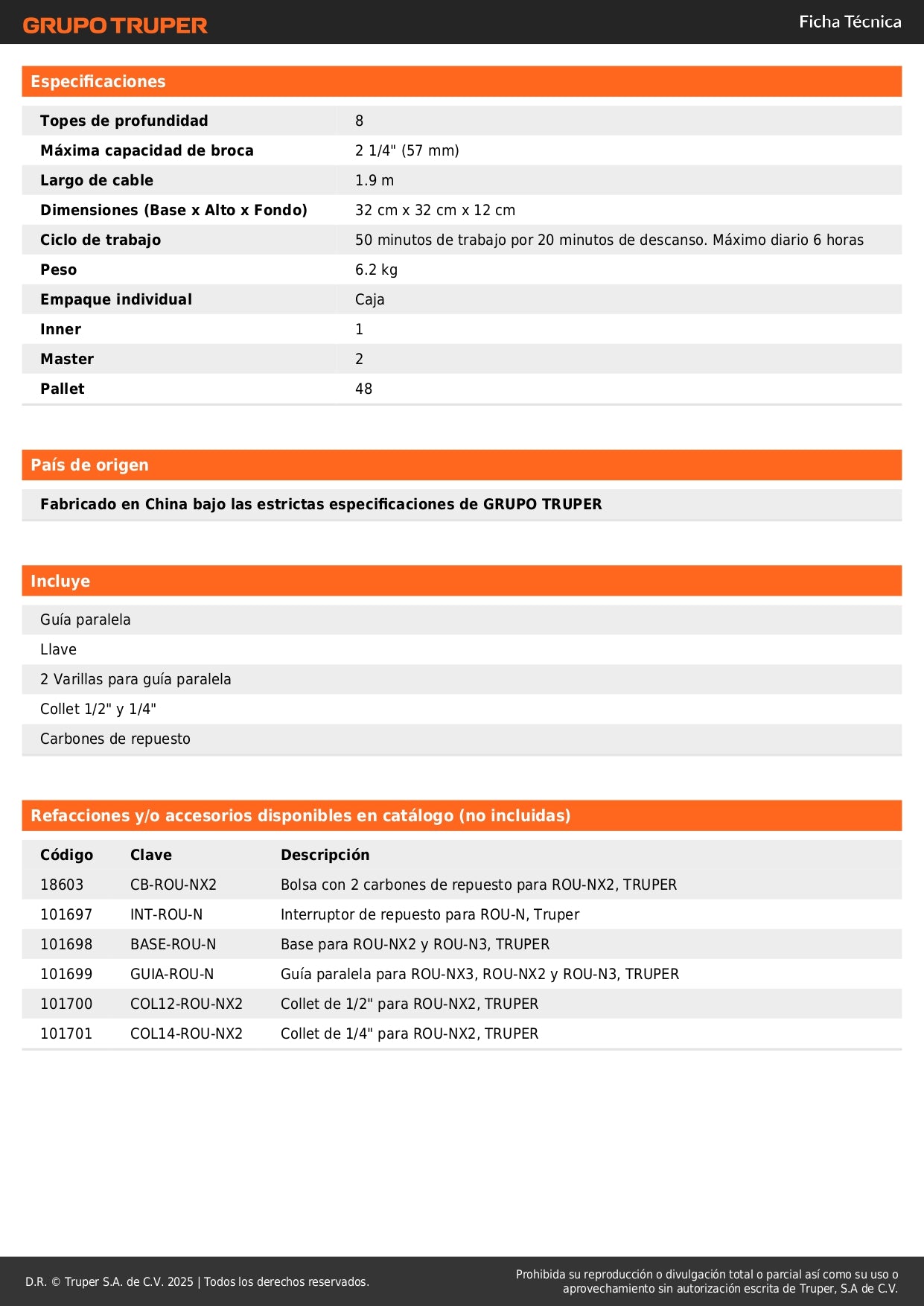 Router Industrial Truper 1800W ROU-NX2 - Rebajadora Profesional 2.5HP Velocidad Variable para Carpintería y Trabajos en Madera