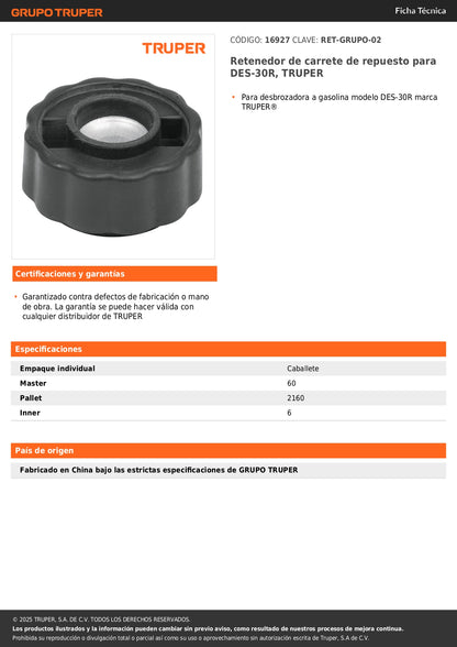 Retenedor de carrete de repuesto para DES-30R, TRUPER