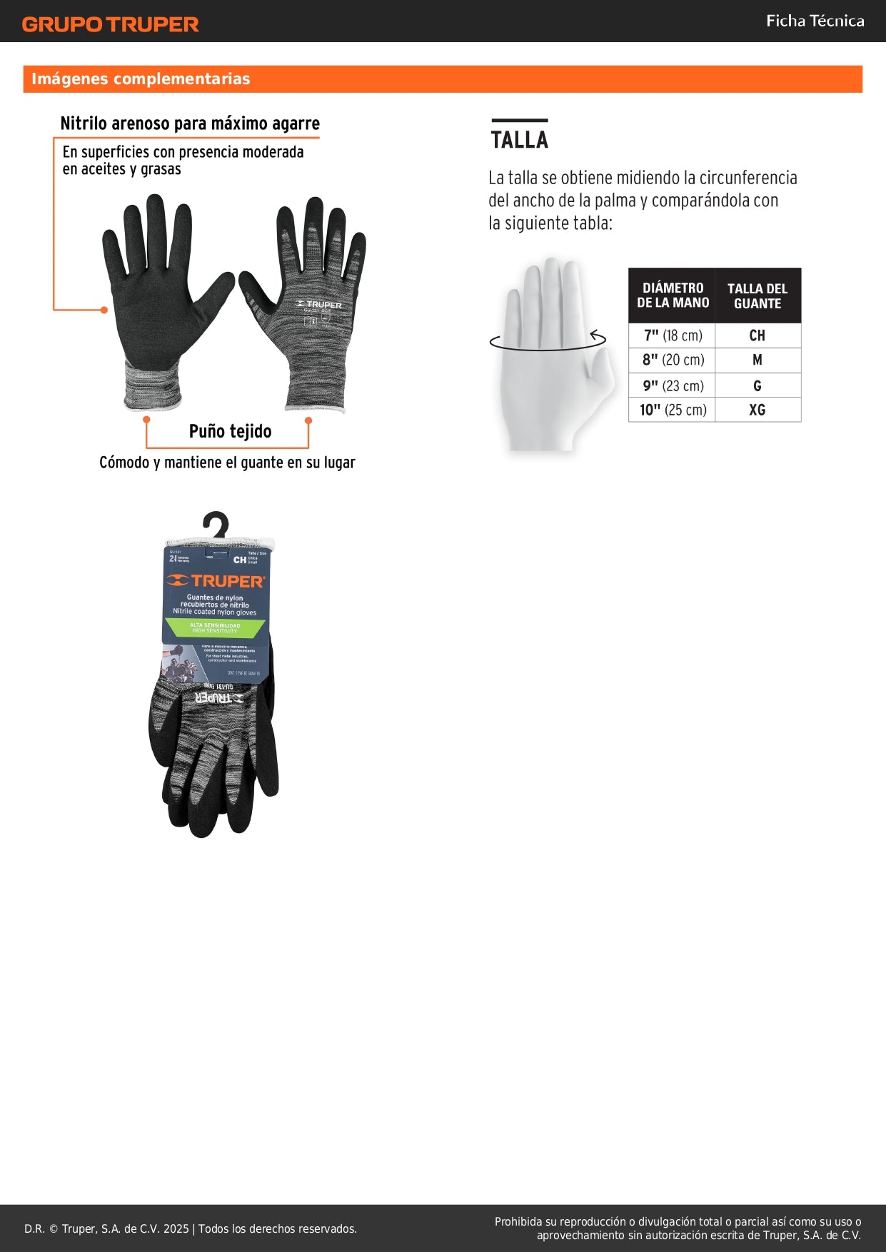Guantes de Nylon con Recubrimiento de Nitrilo Arenoso TRUPER GU-131 - Protección Profesional contra Aceites, Grasas y Solventes