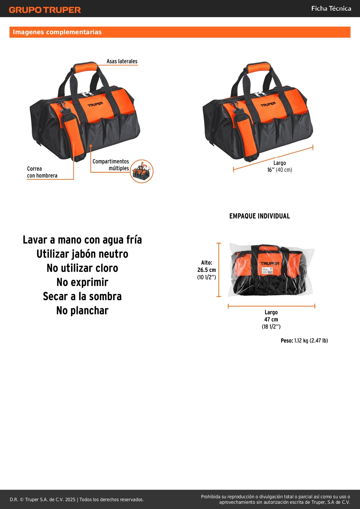 Maleta Portaherramientas Profesional 16" TRUPER MALE-16 - Organiza y Transporta Herramientas de Forma Segura