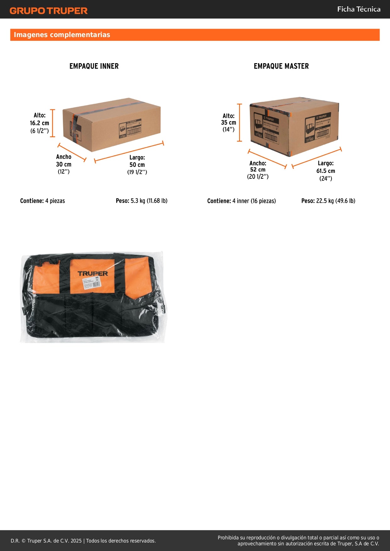 Maleta Portaherramientas Profesional 18" Truper MALE-18 - Organiza y Transporta Herramientas con Seguridad