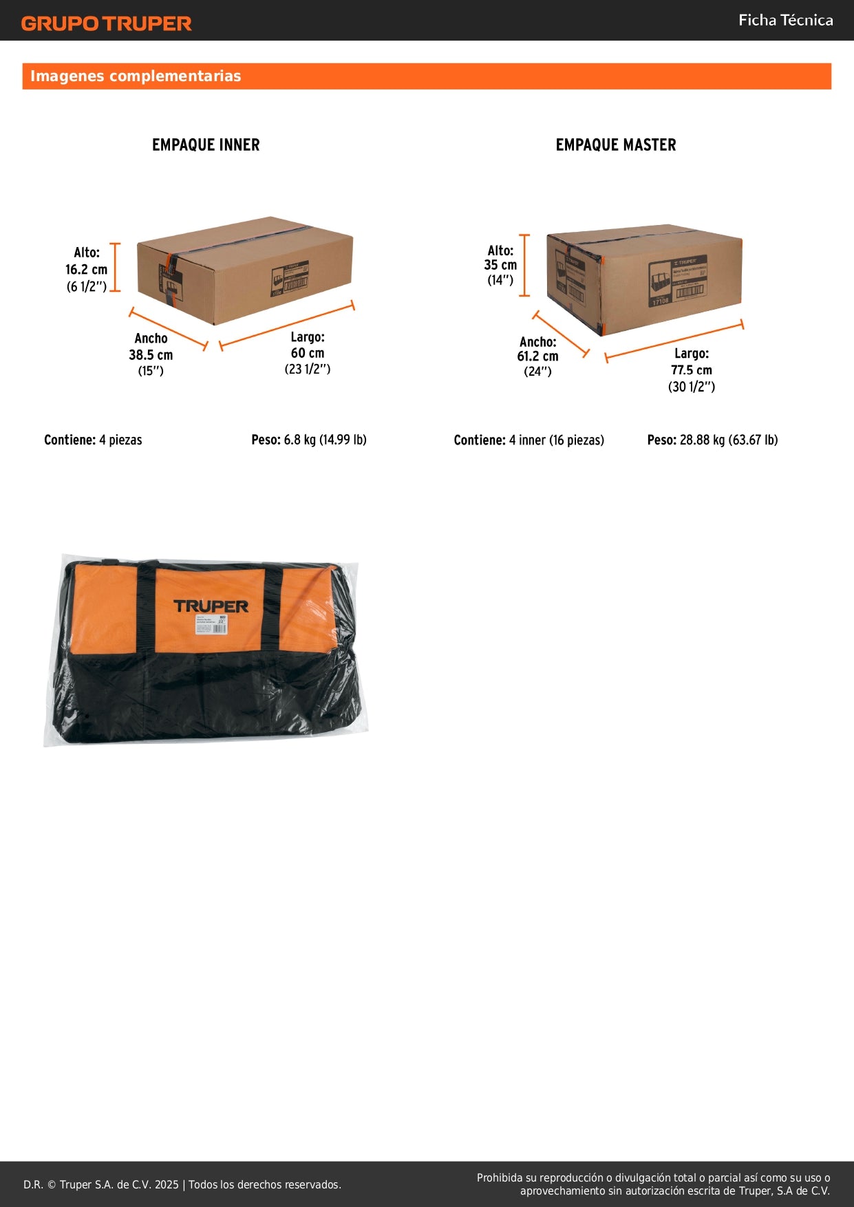 Maleta Portaherramientas Truper 22 Pulgadas - Poliéster 300D Uso Rudo con Compartimentos Organizadores - Solución Profesional para Transporte y Organización de Herramientas - MALE-22