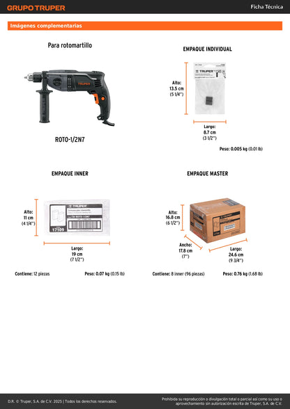 Bolsa con 2 carbones de repuesto para ROTO-1/2N7, TRUPER