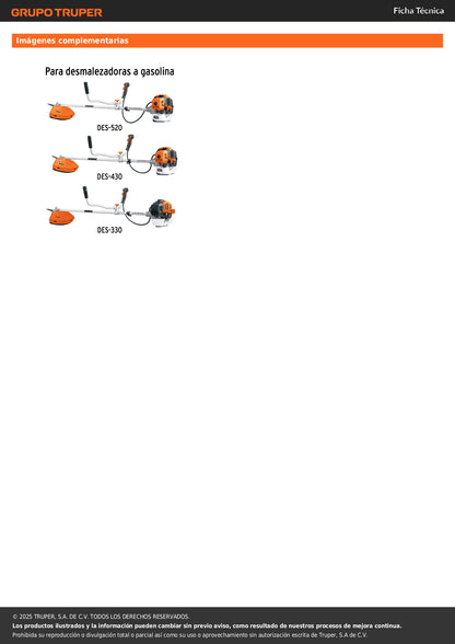 Retenedor de carrete de repuesto para DES-330, 430 y 520