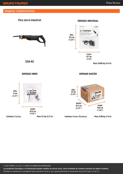 Bolsa con 2 carbones de repuesto para SISA-N2, TRUPER