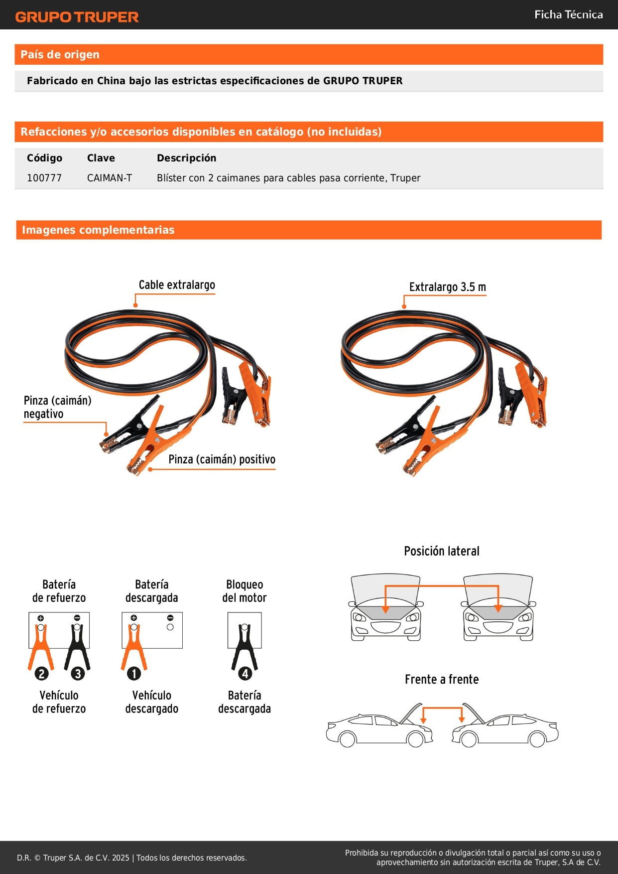 Cables Pasa Corriente 3.5m 350A CAP-3506T Expert - Solución Profesional para Arranque de Vehículos con Batería Descargada - Cable Aluminio Revestido Cobre 6 AWG con Funda