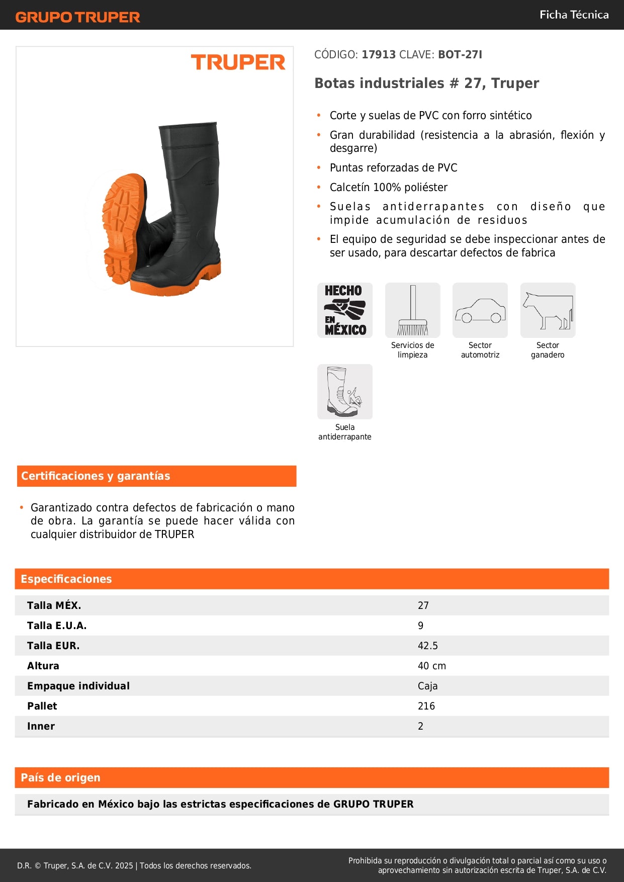 Botas industriales # 27, Truper