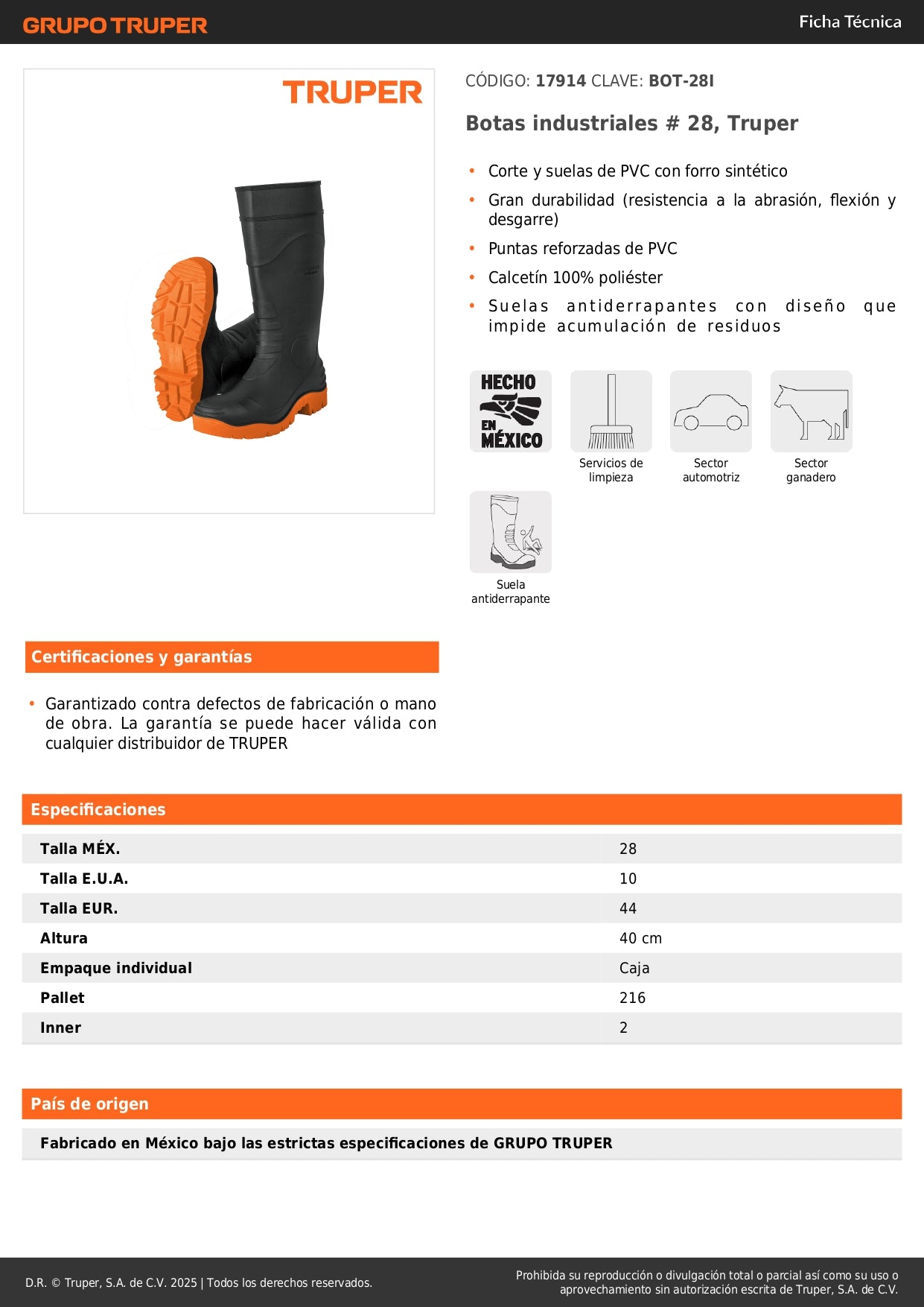 Botas industriales # 28, Truper