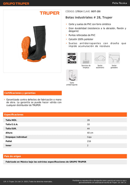 Botas industriales # 28, Truper