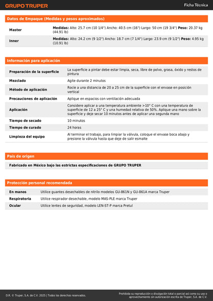 Pintura Aerosol Blanco Brillante 400ml PA-BB - Anticorrosión Secado Rápido para Metal Madera Plástico - Máxima Cobertura Sin Plomo