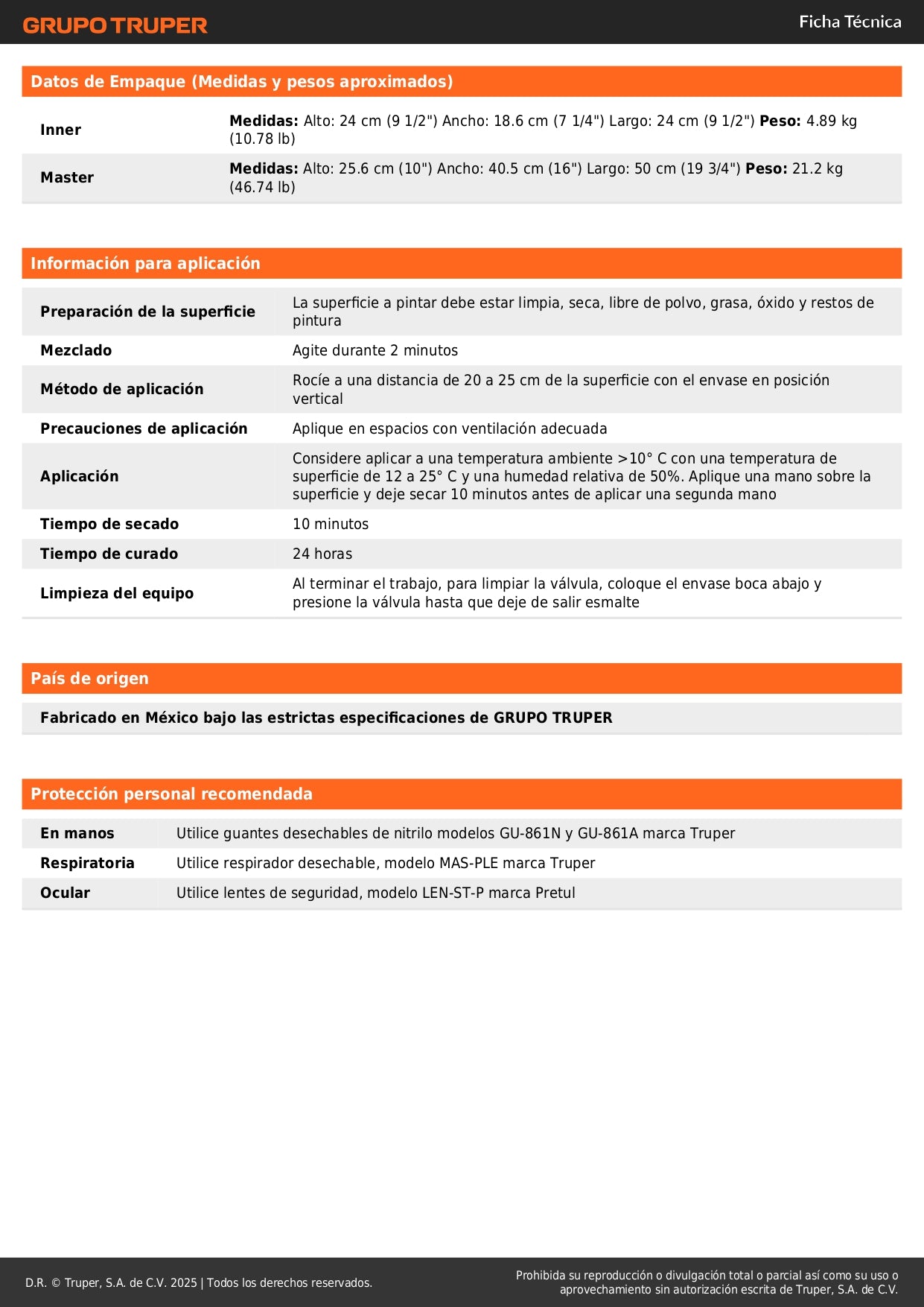 Pintura Aerosol Roja Anticorrosión Truper 400ml - Secado Rápido para Metal Madera Plástico