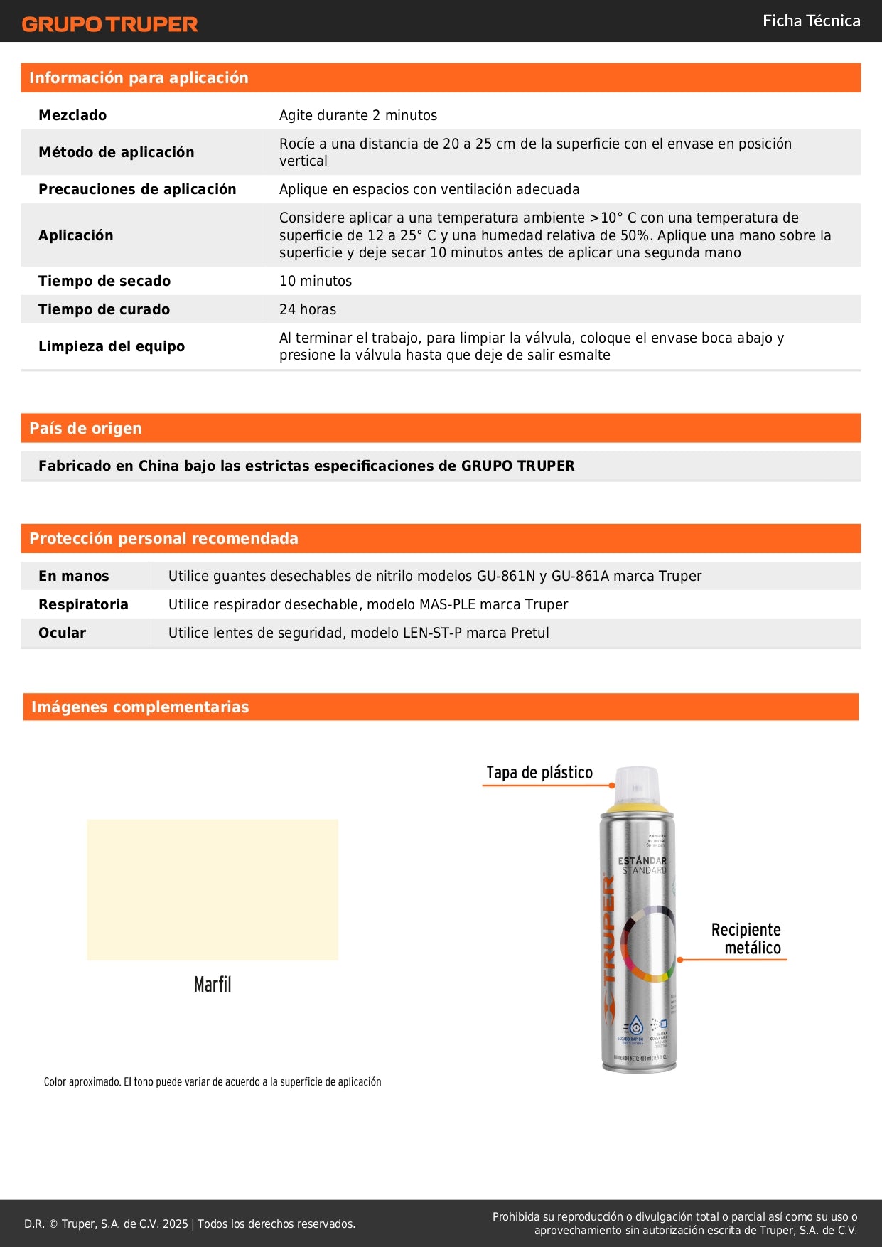 Pintura Aerosol Marfil Anticorrosión 400ml - Secado Rápido para Metal Madera Plástico - Máxima Cobertura Profesional