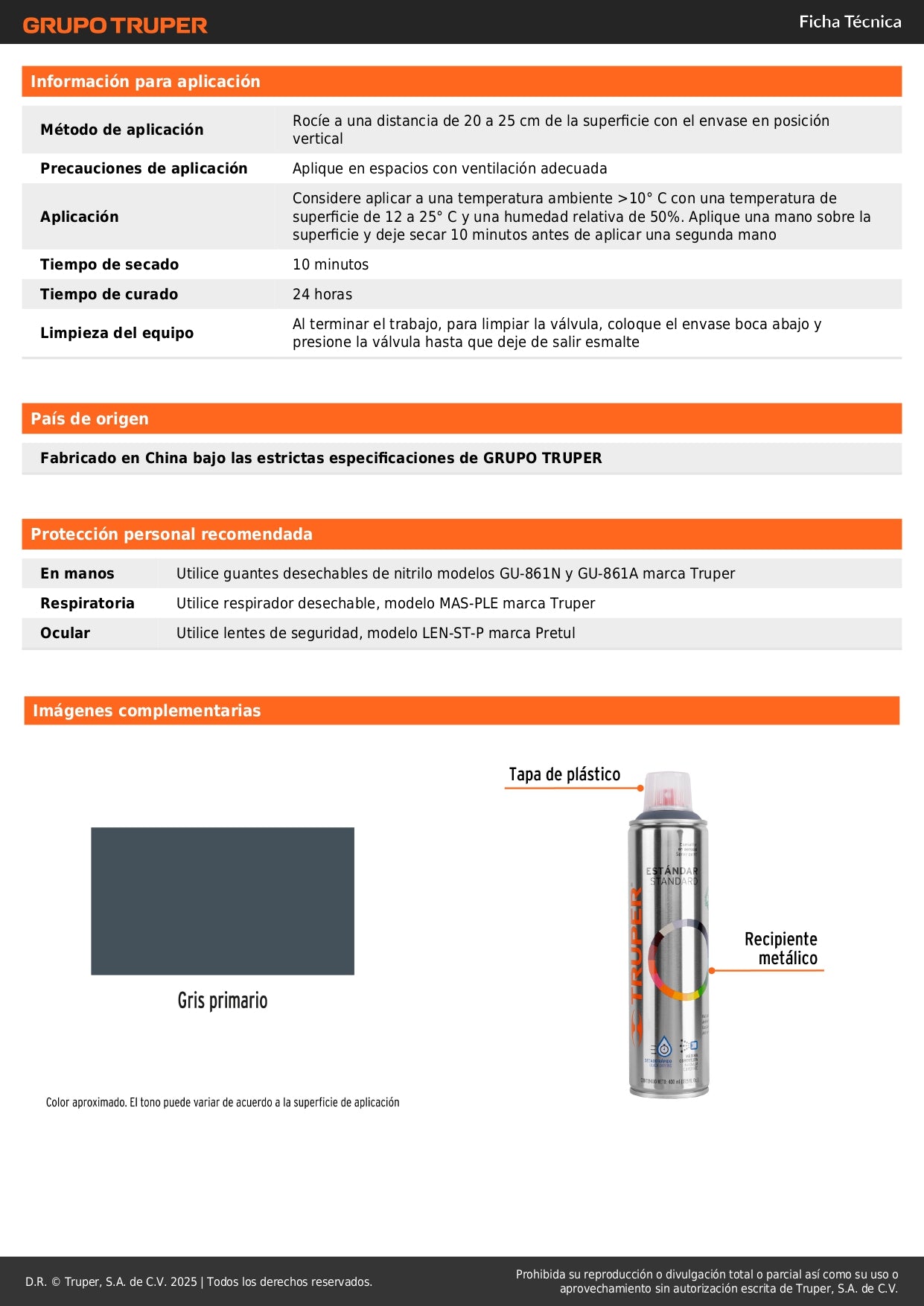 Pintura Aerosol Gris Primario Anticorrosión 400ml - Secado Rápido para Metal Madera Plástico - PAP-GR