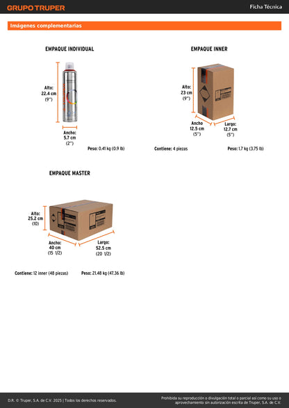 Pintura Aerosol Rojo Taxi PA-RTX 400ml - Anticorrosión Secado Rápido para Metal Plástico Madera - Cobertura Profesional Libre de Plomo