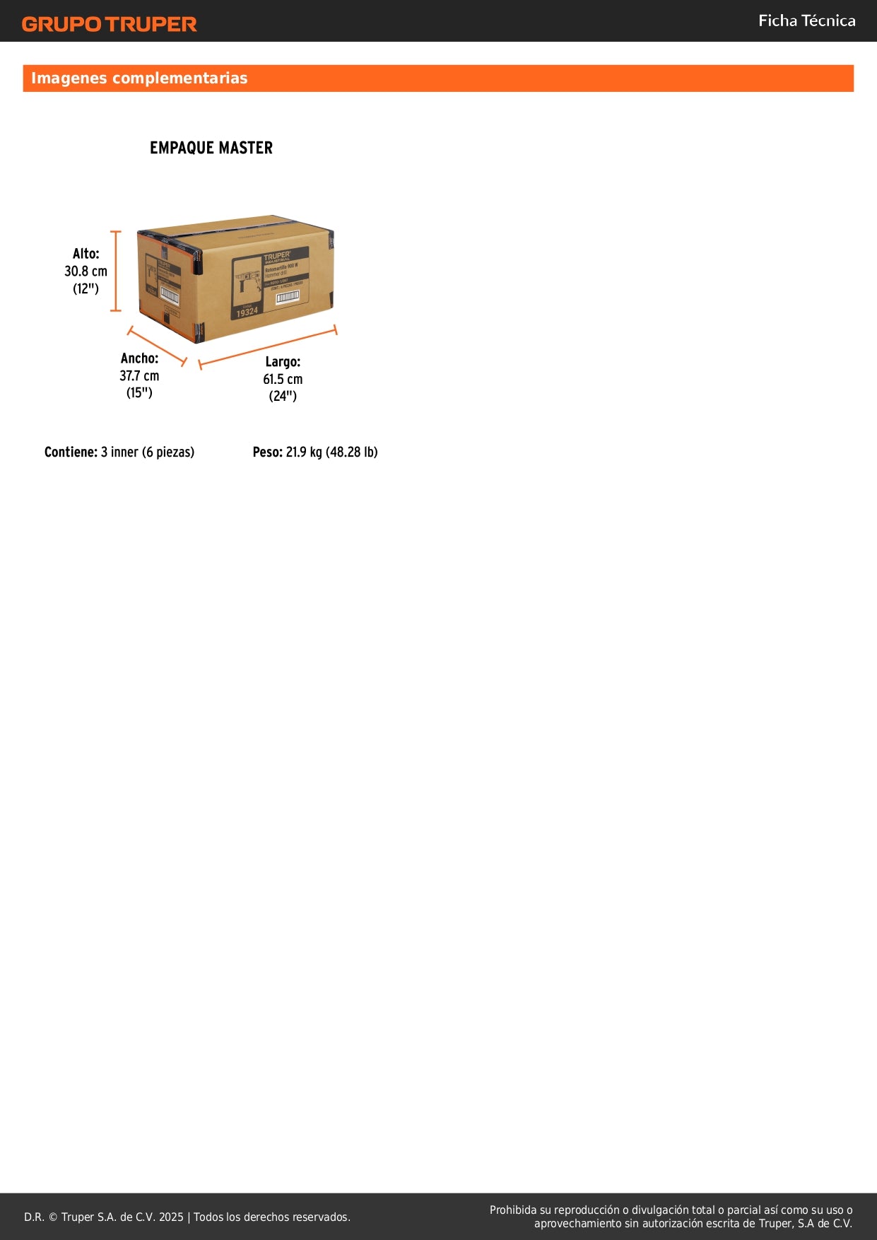 Rotomartillo TRUPER Industrial 1/2 Pulgada 900W - Taladro Percutor Profesional con Doble Velocidad y Mango Ergonómico