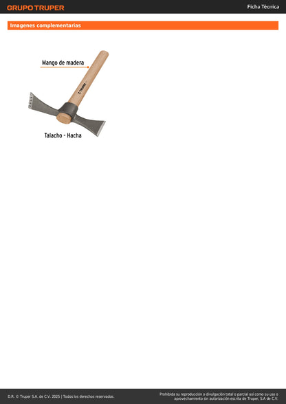 Martelina Talacho-Hacha TRUPER 20oz MART-TH - Herramienta Doble Función Acero Cromo 5160 para Excavación Jardinería y Poda Profesional