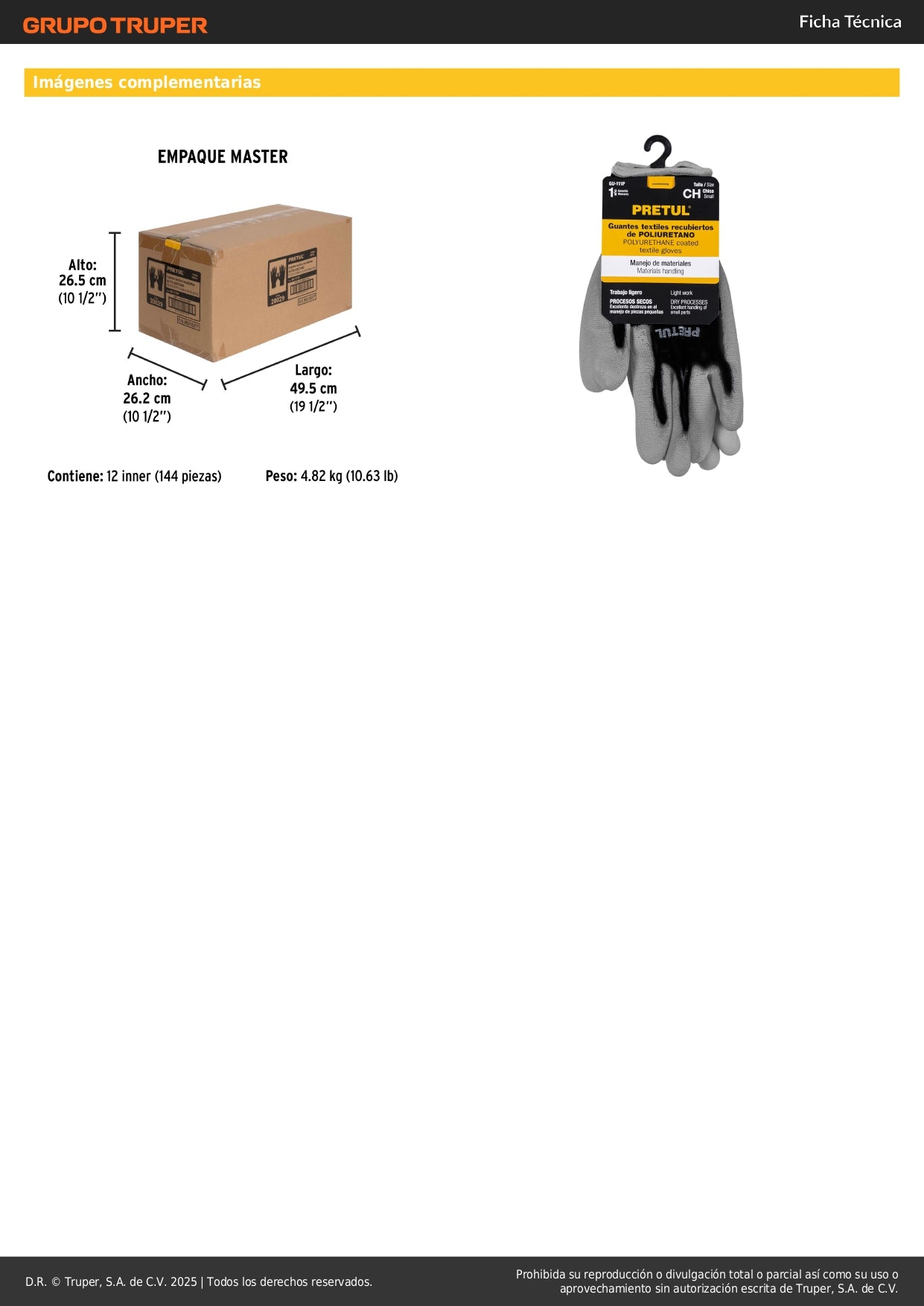 Guantes de Nylon con Recubrimiento Poliuretano PRETUL GU-111P - Protección y Destreza para Trabajo de Precisión