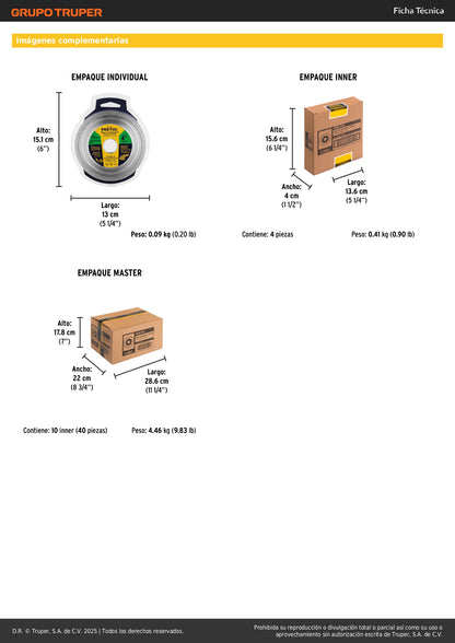 Disco de diamante de 4" x 1.8 mm, rin continuo, PRETUL