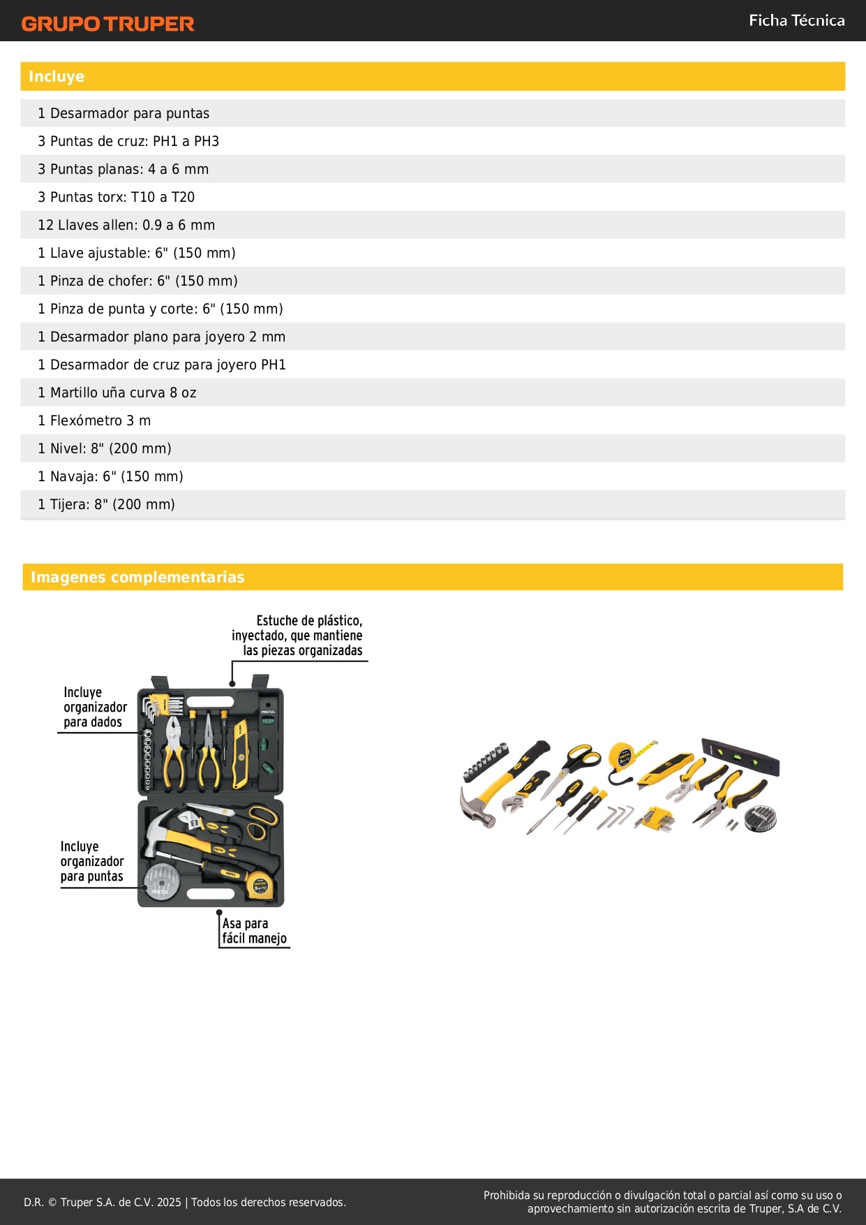 Juego de 42 Herramientas Comfort Grip Pretul SET-42 - Kit Completo Organizado para Reparación y Mantenimiento Profesional