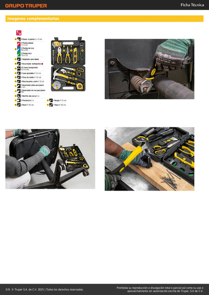 Juego de 42 Herramientas Comfort Grip Pretul SET-42 - Kit Completo Organizado para Reparación y Mantenimiento Profesional