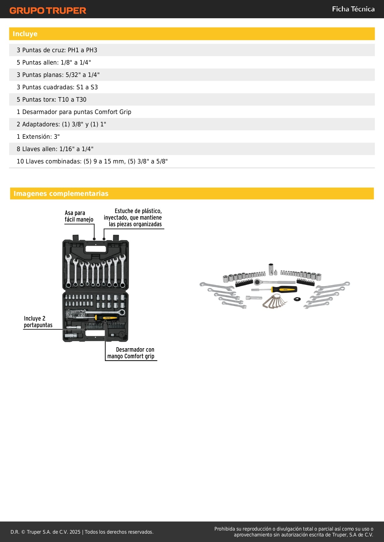 Juego de Herramientas Mecánico Pretul SET-73 - 70 Piezas 1/4 y 3/8 con Estuche Organizador para Reparación Automotriz Profesional