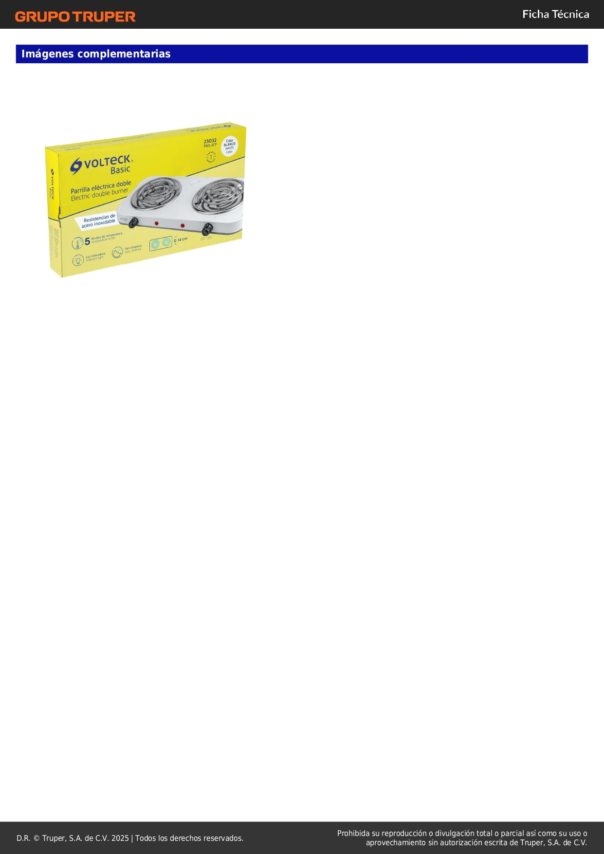 Parrilla Eléctrica 2 Quemadores Espiral BASIC PAEL-2CP - Solución Compacta para Cocinar sin Gas - Acero Inoxidable Blanca