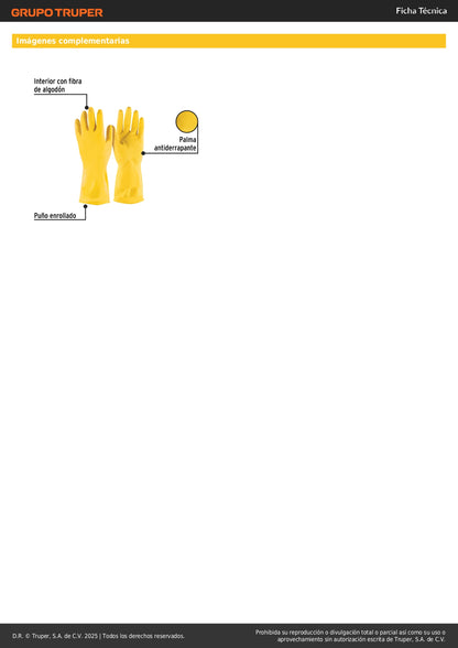 Guantes de Látex PRETUL GU-343 Antiderrapantes para Limpieza Profesional - Protección Total con Fibra de Algodón Interior