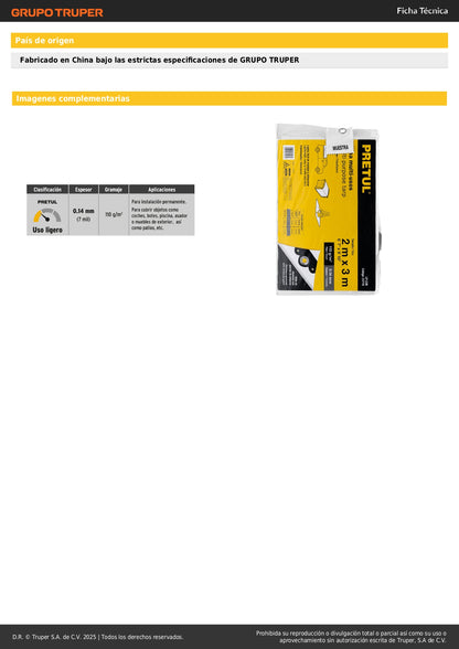 Lona Impermeable Polietileno 2x3m Blanca 110g/m² PRETUL LP-23B - Protección Total Exterior con Ojillos Reforzados