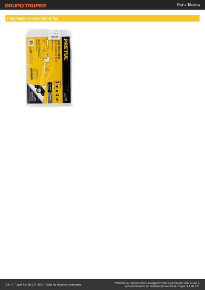 Lona Impermeable PRETUL 3x4m Blanca - Protección Total para Autos, Muebles y Patios - Polietileno Reforzado 110g/m² con Ojillos de Aluminio - LP-34B