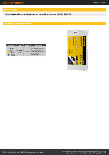 Lona Impermeable PRETUL 4x5m Blanca - Protección Total para Autos, Piscinas y Muebles Exterior - Polietileno Reforzado 110g/m² con Ojillos Aluminio LP-45B